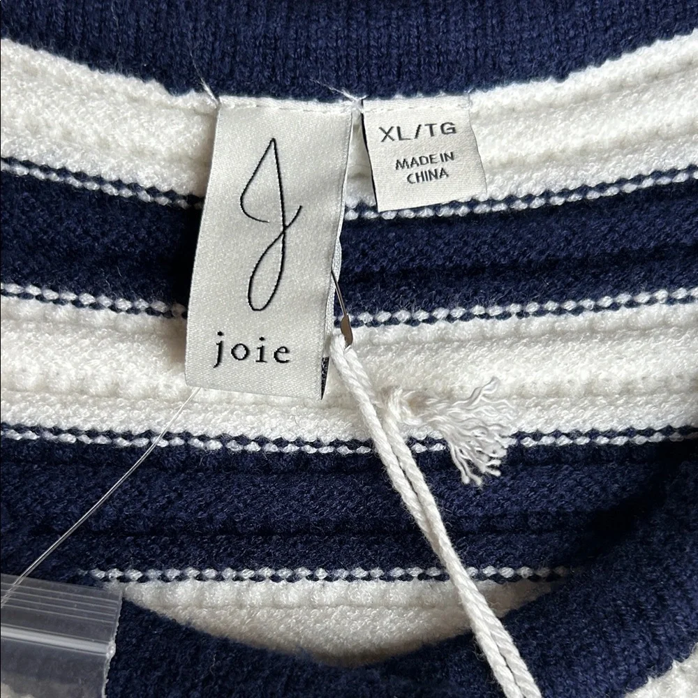 Joie Navy and White Striped Knit Button Front Vest - Picture 4 of 8